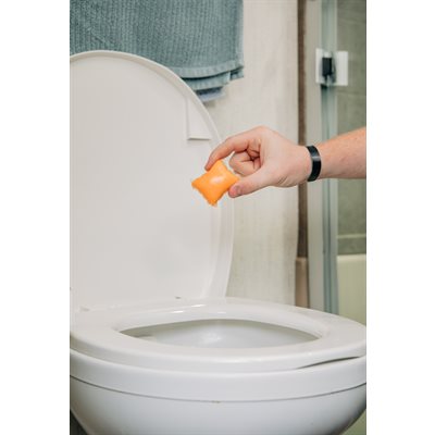 Convenient drop-in formula for RV, marine, and portable toilets