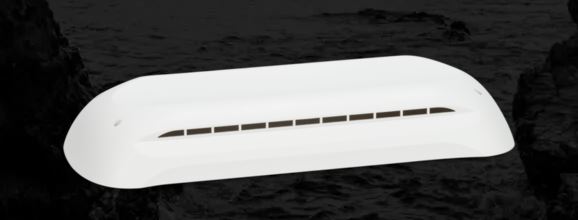 Dometic refrigerator roof exhaust vent in polar white with base and cover