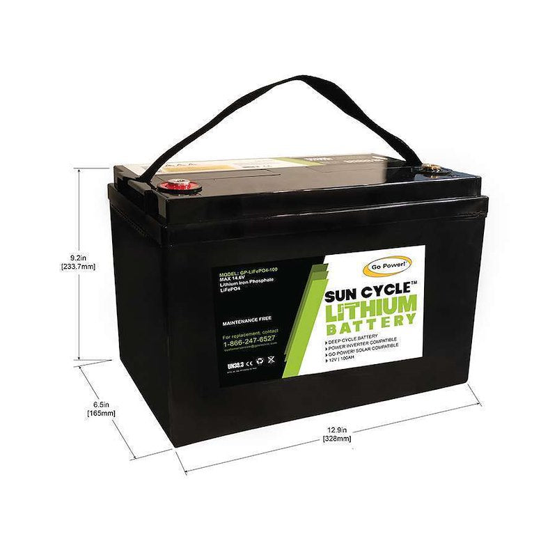 Go Power 12V 100Ah lithium battery for marine and off-grid use