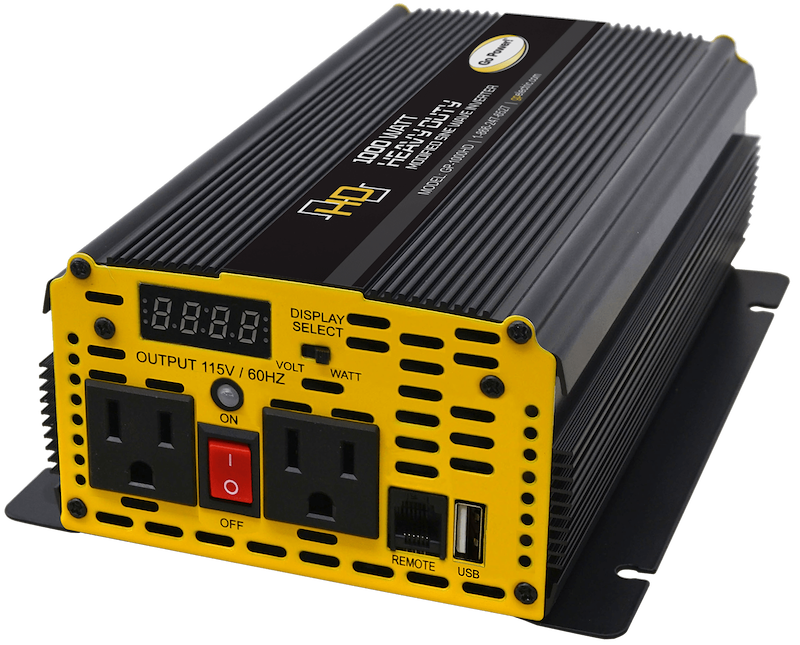 Go Power 1000W Modified Sine Wave Power Inverter with USB and Dual Outlets β Model GP-1000