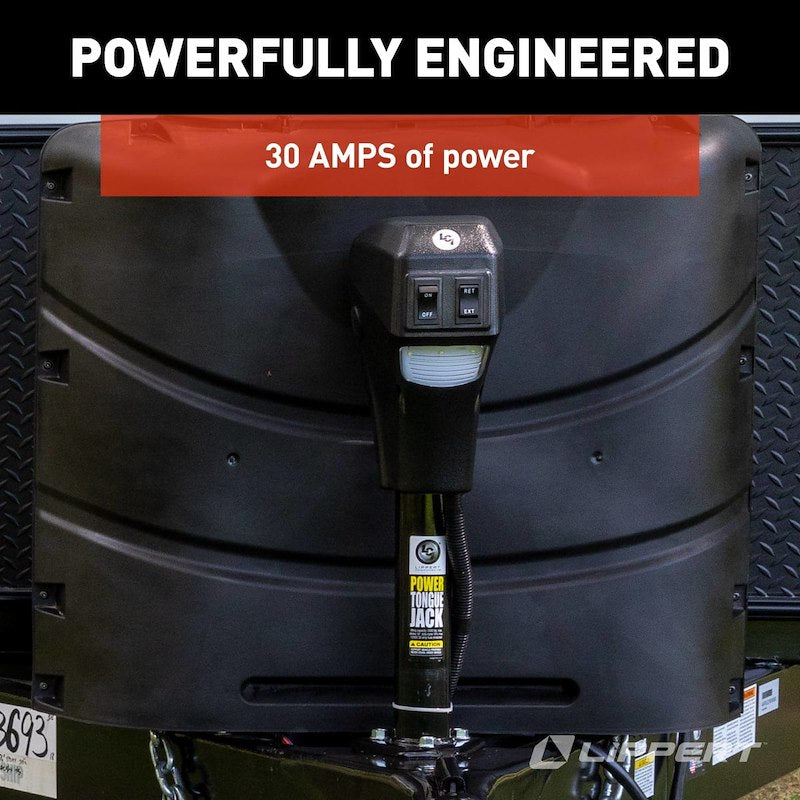 Lippert Electric Tongue Jack – 3500 lb, 18" Lift, LED, Black Steel