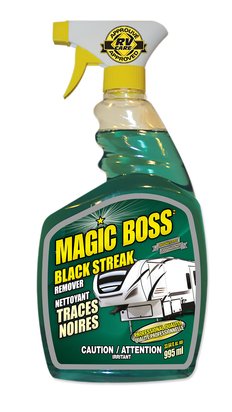 MAGIC-BOSS Black Streak Remover 995ml bottle for RV, boat, and trailer cleaning