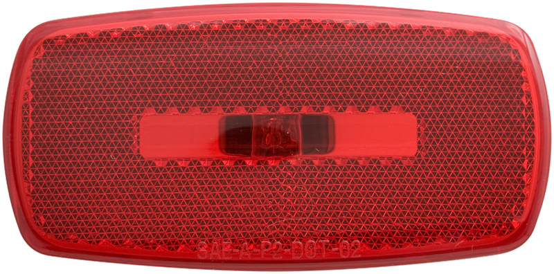 A red clearance light with a black housing and a conical lens, designed for vehicle safety and warning purposes.