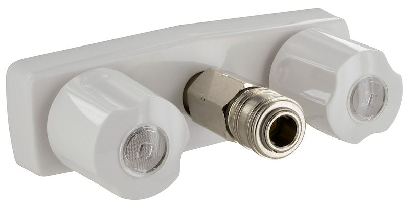 Phoenix RV exterior spray port with hot and cold knobs