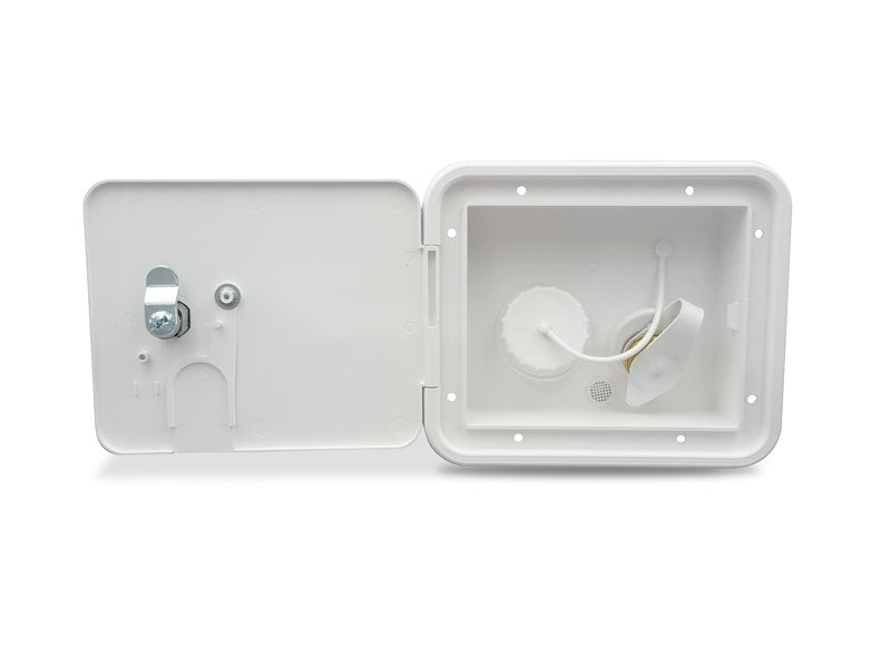 Fresh Water Inlet – Lockable Hatch, Polar White, Gravity Fill with Check Valve