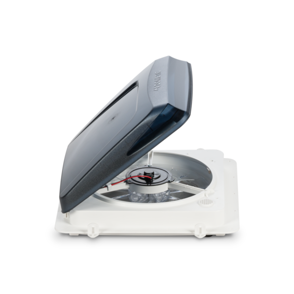 Manual RV roof vent with 3-speed reversible fan and thermostat