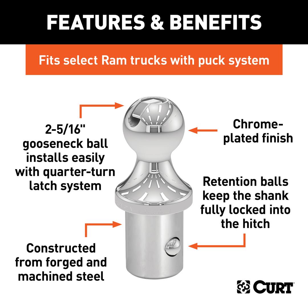 Curt Gooseneck Trailer Hitch Ball (Dodge Ram)