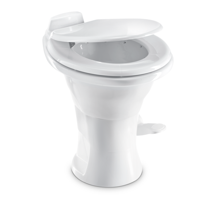 Pedal flush control on Dometic 410 Series RV toilet