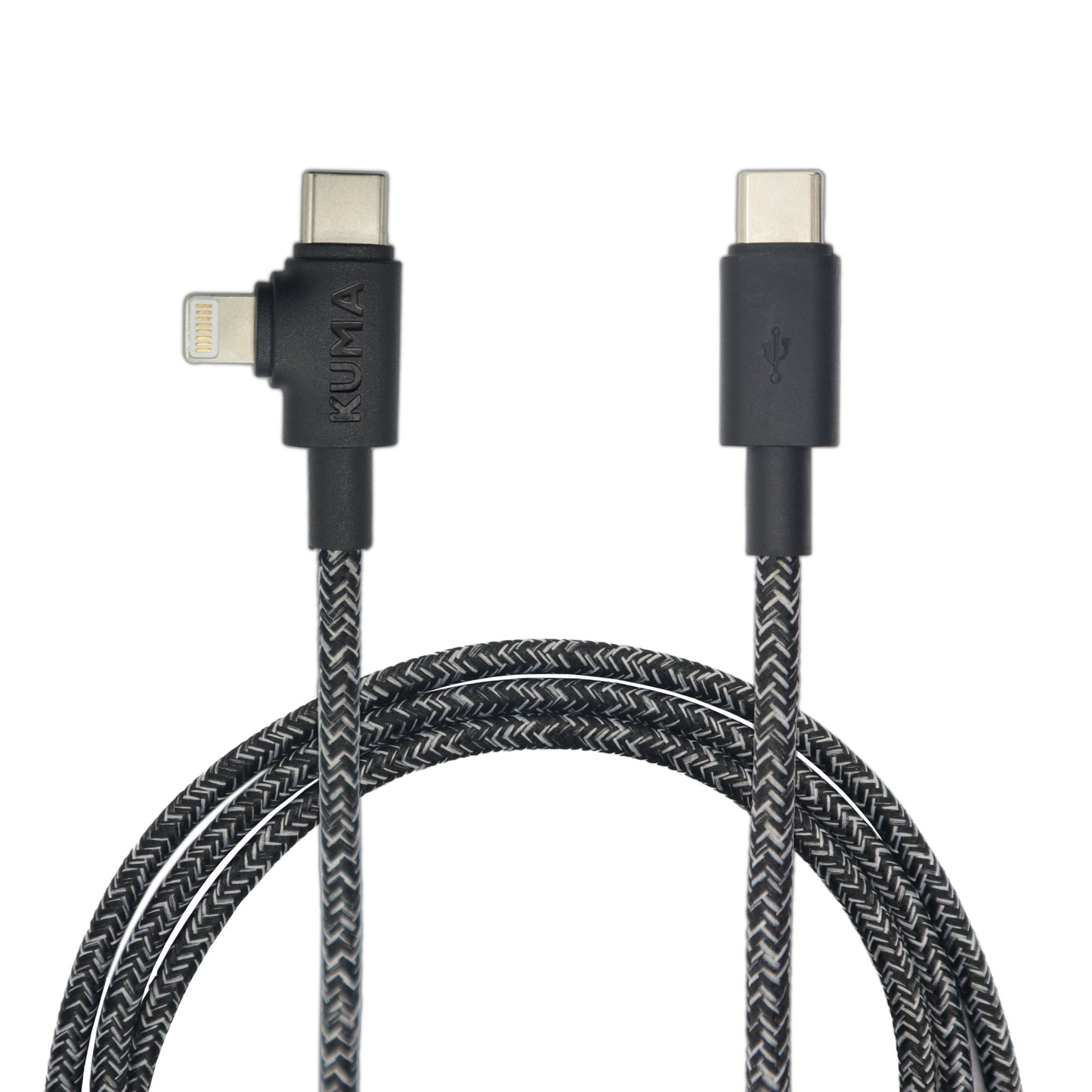 KUMA 2-in-1 braided fast charging cable 6ft with tie strap