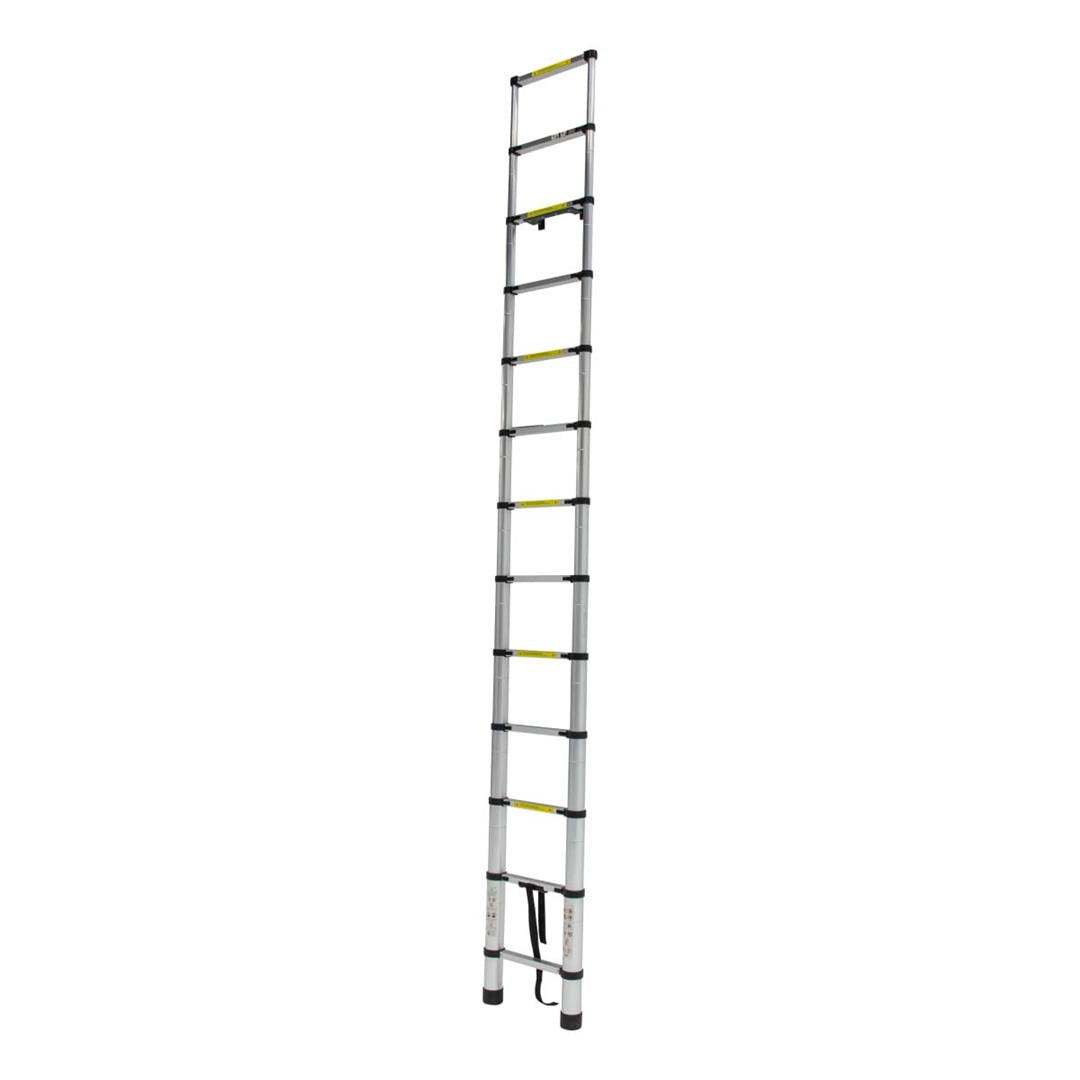 Lippert On-the-Go telescoping RV ladder extended to 12.5 ft