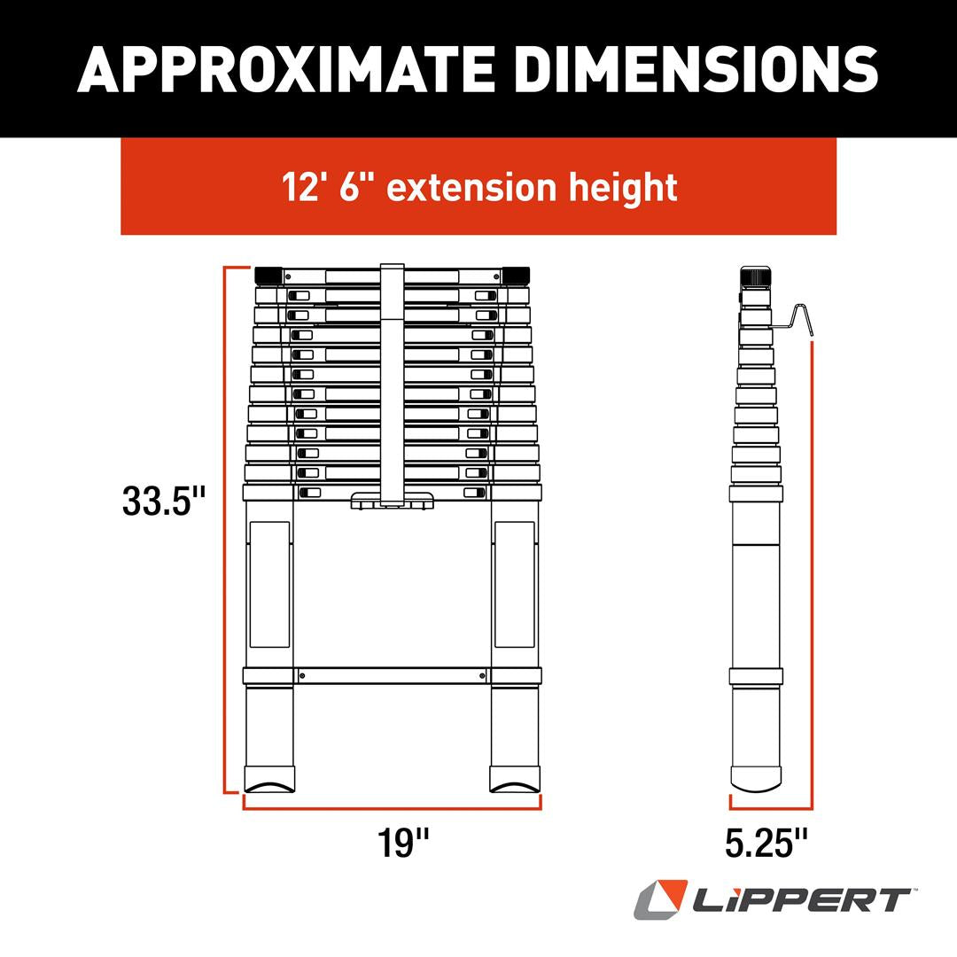 Folding aluminum RV ladder with 13 steps and 330 lb capacity