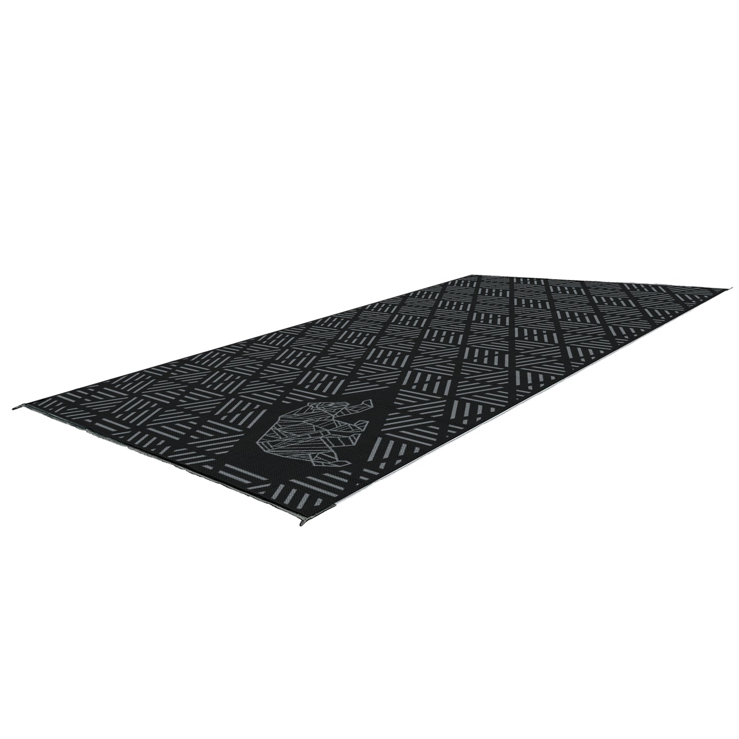 Durable Kuma Striped Peaks Outdoor Mat with multi-colored stripes
