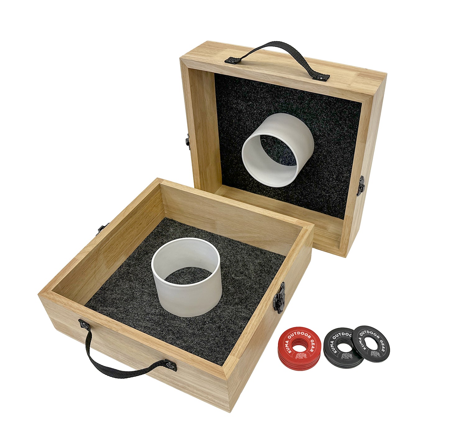 Kuma Washer Toss Game – solid wood outdoor set with washers and felt liner