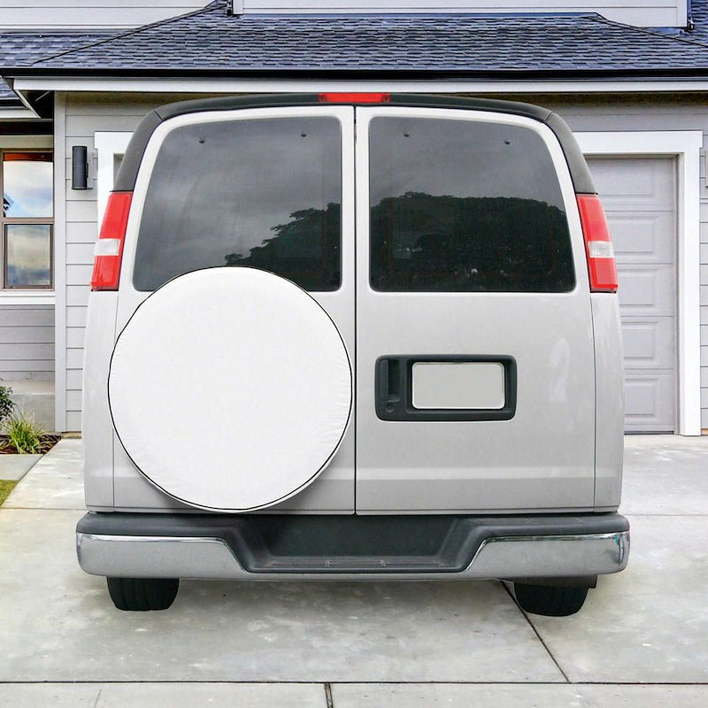 UV resistant RV spare tire cover with elasticized hem