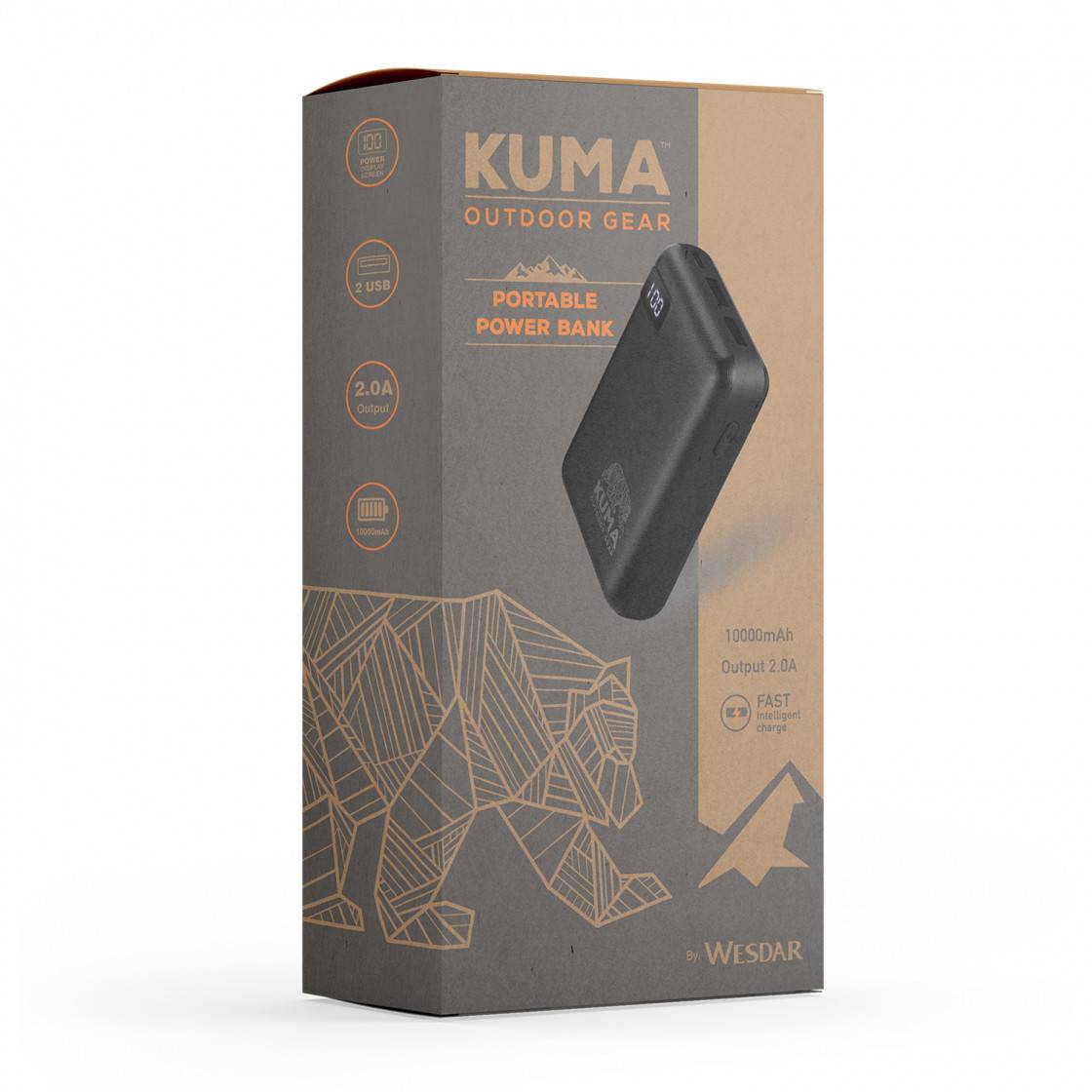 Kuma Portable Power Bank β 10,000mAh Dual USB Outputs for Smartphones & Tablets