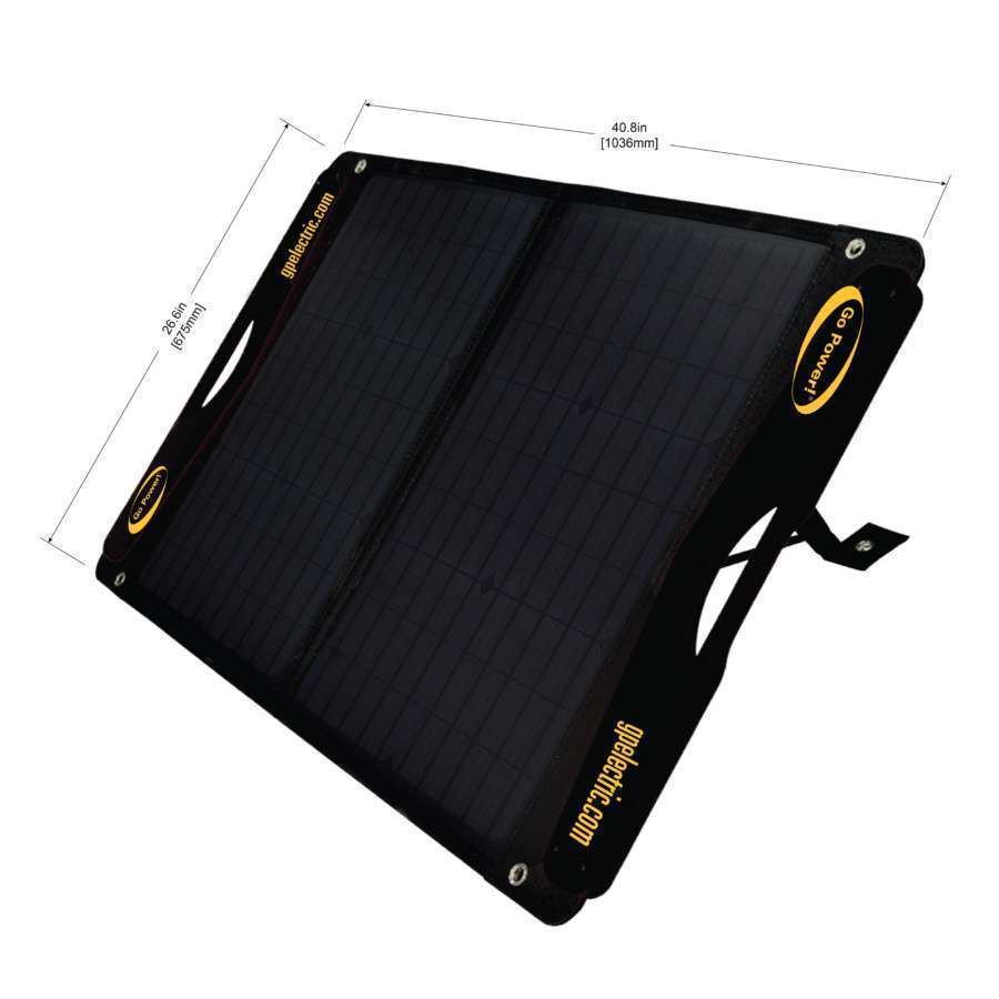 Go Power DuraLite solar kit with built-in USB chargers and rigid handle.