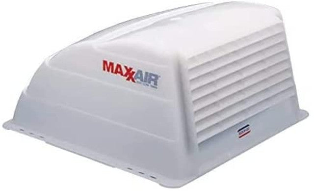 MaxxAir 1+ dome-style RV roof vent cover in translucent white