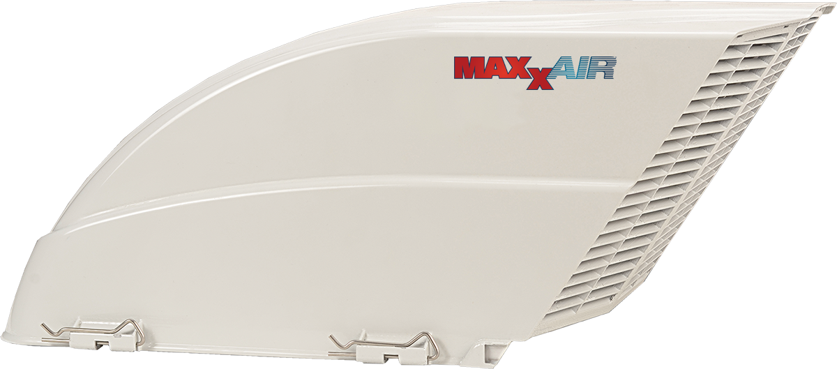 MaxxAir Fan/Mate Roof Vent Cover – White Dome, Hinged & Vented