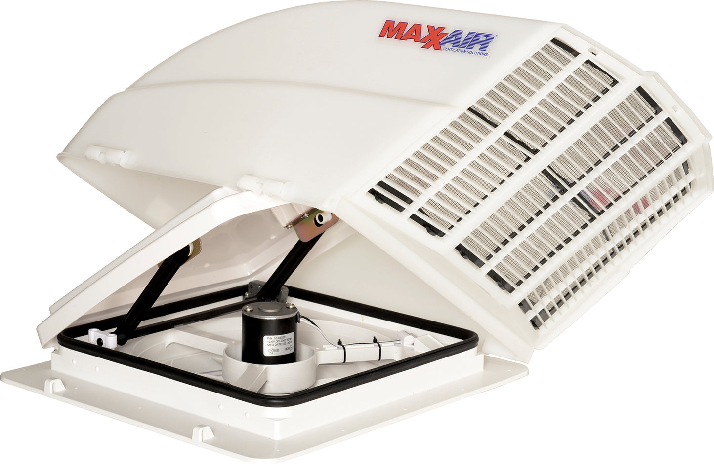 MaxxAir Fan/Mate Roof Vent Cover – White Dome, Hinged & Vented