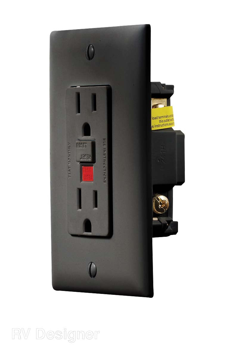 RV Designer black GFCI power receptacle