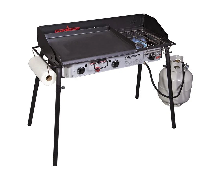 Camp Chef Expedition 3X Triple Burner Stove with Griddle ArrKann