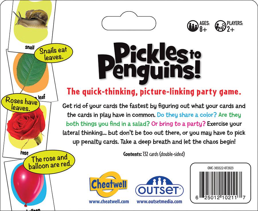 Pickles to Penguins Travel Card Game - Fast-Paced Picture Linking Fun for Ages 8+