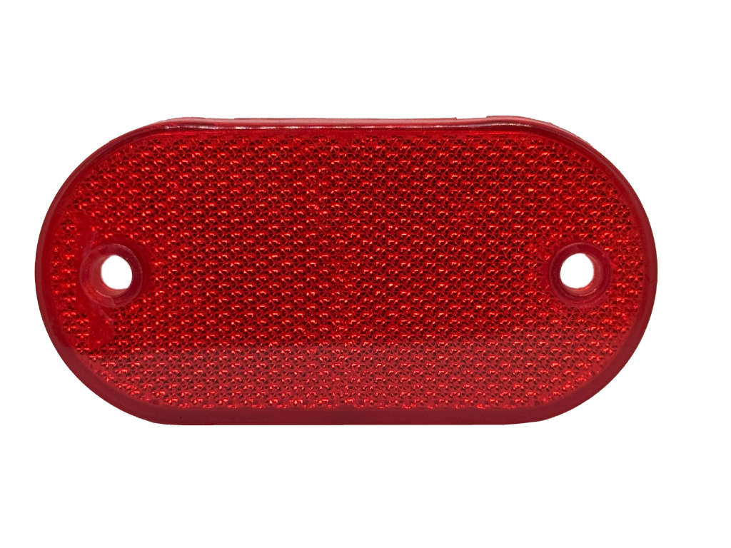 Red reflective marker light on a white background