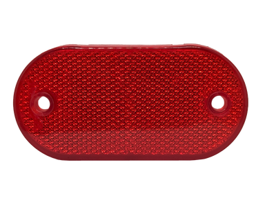 Red reflective marker light on a white background