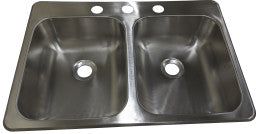 Double Stainless Steel Sink (25" x 17" x 5")