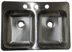 Double Stainless Steel Sink (25" x 17" x 5")