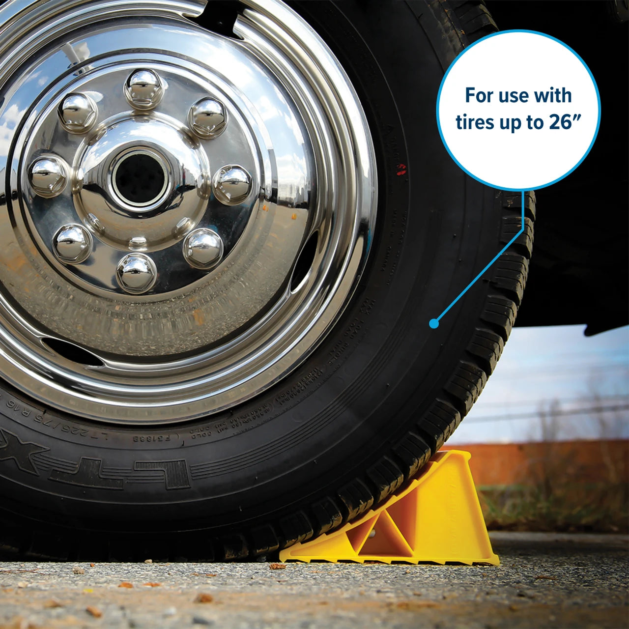 Camco Yellow RV Wheel Chock for Tires Up to 26 Inch