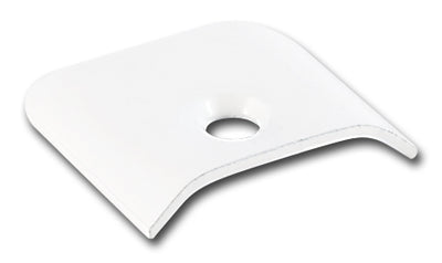 A piece of white aluminum molding with a curved profile.