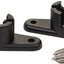 Single black metal brackets with screws on a white background