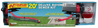 Valterra EZ Coupler 20' Sewer Hose Kit – 2x10' Hoses, UV Vinyl, 90° Adapter