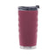 A Kailani travel tumbler with a textured rose pink silicone sleeve, a stainless steel base, and a clear lid with a black straw, shown on a white background.