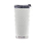 A white insulated travel tumbler with a wavy grip pattern, featuring an embossed Kailani logo on the front, a stainless steel base, and a clear lid with a black straw cover, shown on a white background.