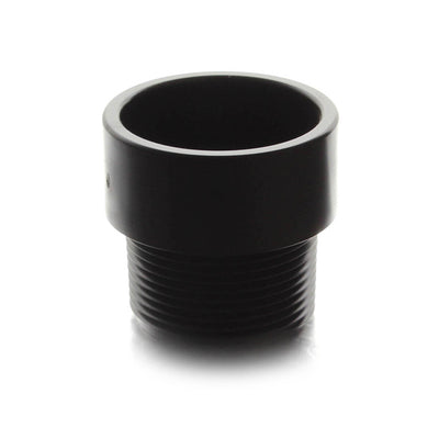 Black sewer waste valve fitting with a male pipe thread and slip connection made of ABS plastic.