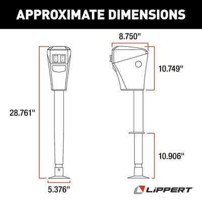 Lippert Electric Tongue Jack – 3500 lb, 18" Lift, LED, Black Steel