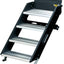 A black metal solid step with a quad step design, featuring a heavy-duty frame and a non-slip tread surface.
