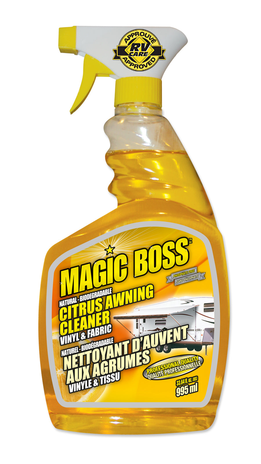Magic-Boss Citrus Awning Cleaner 995ml for vinyl, canvas, and fabric awnings