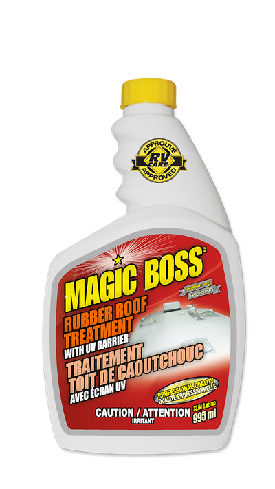 MAGIC-BOSS Rubber Roof Treatment 995ml bottle with UV protection for RV roofs