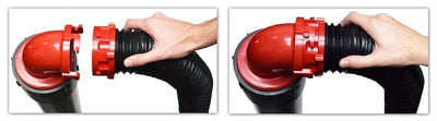 Rotating fittings on Valterra Dominator sewer hose ensuring a secure fit