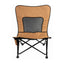 Brown camping chair with a gray mesh back on a white background