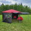 Adjustable awning pole supporting gazebo awning