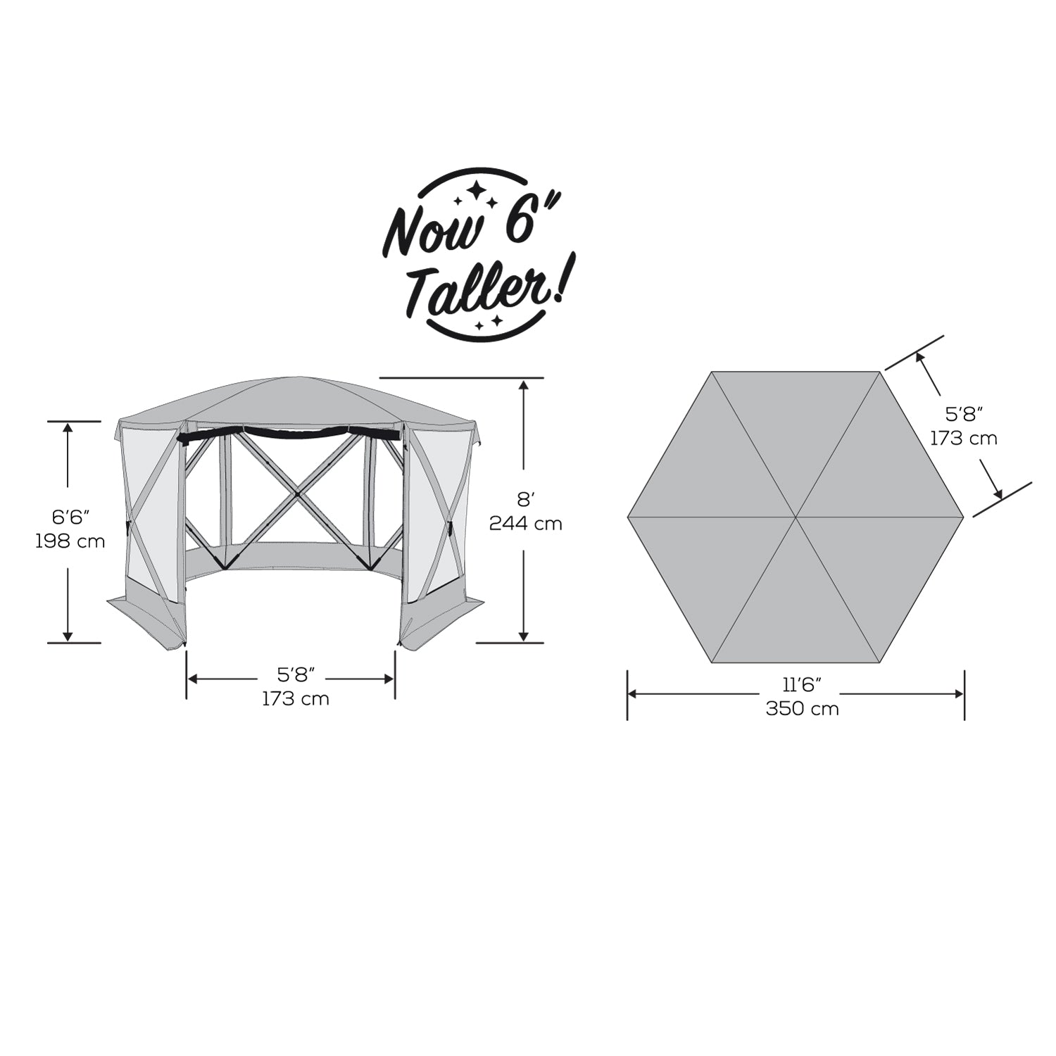 Gazebo dimensions and structure illustration.