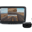 A 7-inch HD display of a Brandmotion wireless observation camera system with a view of a road and a rear camera showing the same road.
