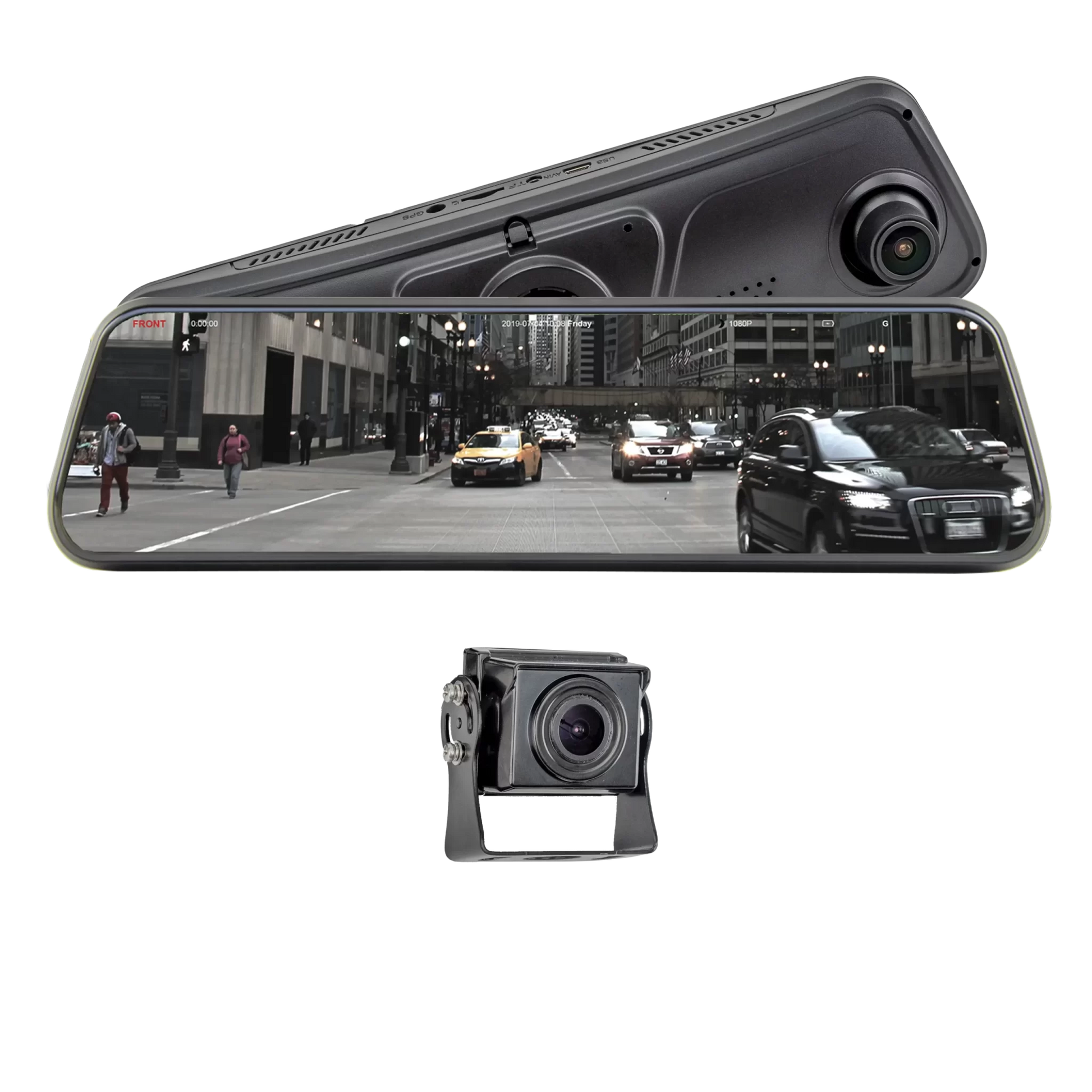 FullVUE rear camera display while driving with unobstructed visibility
