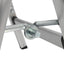 Close-up of a metal step stool central hub on a white background