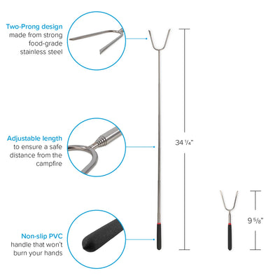 Telescoping roasting forks for camping and RV use
