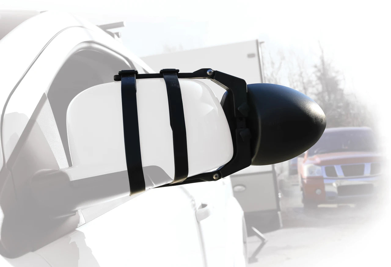 Camco towing mirror installed on truck mirror